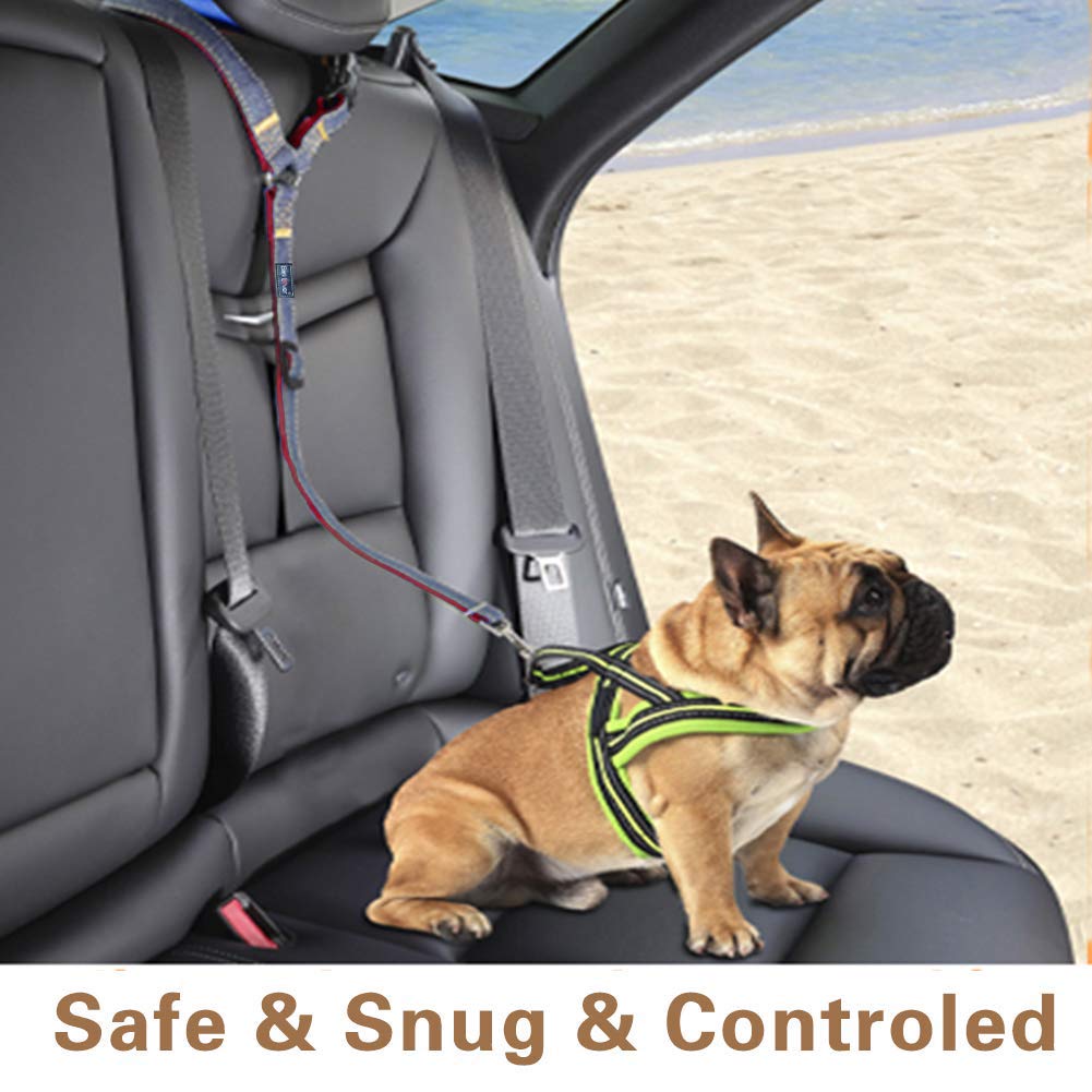 Bark Lover Adjustable Dog Car Seat Belt & Leash – Denim Style Headrest Safety Strap, 2-Pack (Limited Stock)