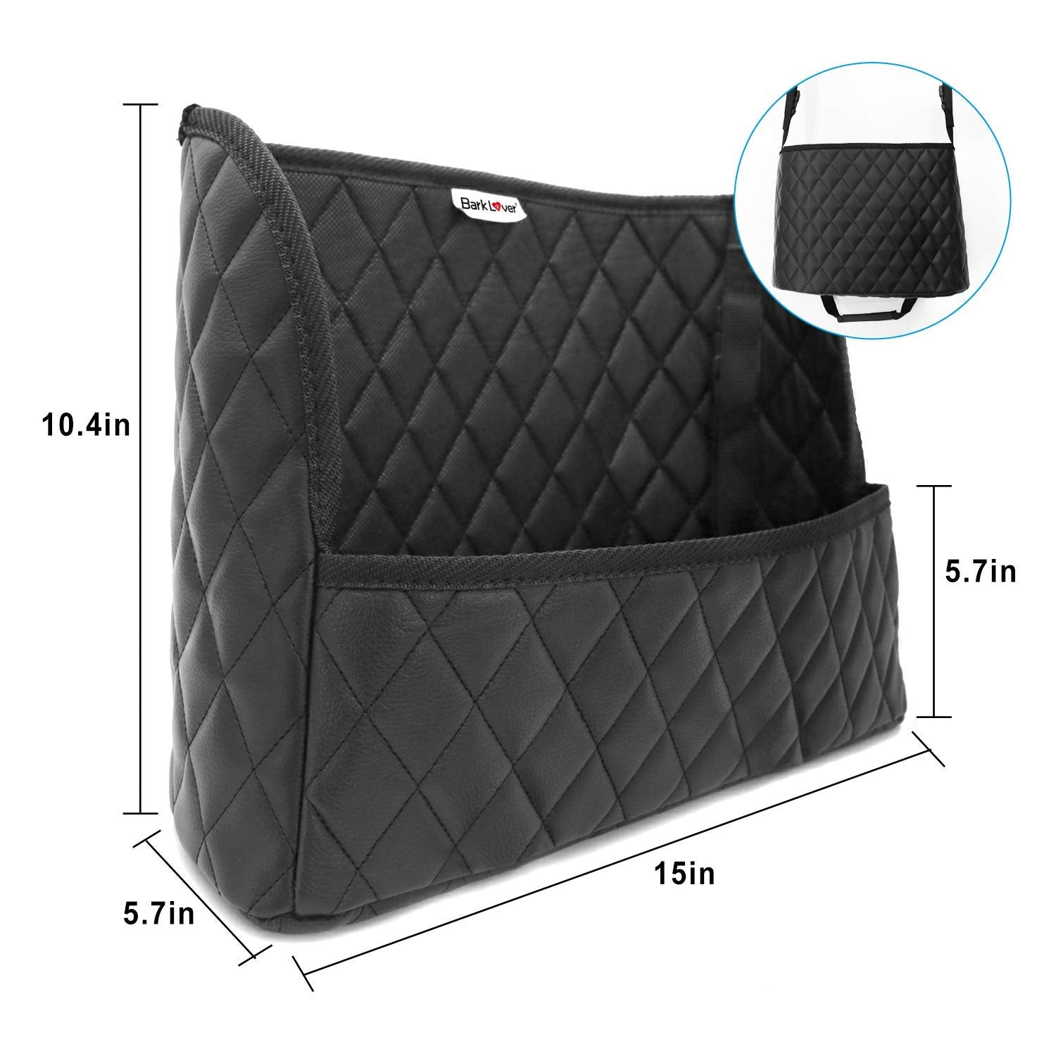 Bark Lover PU Leather Car Handbag Holder – Front Seat Organizer & Safety Barrier for Pets and Kids