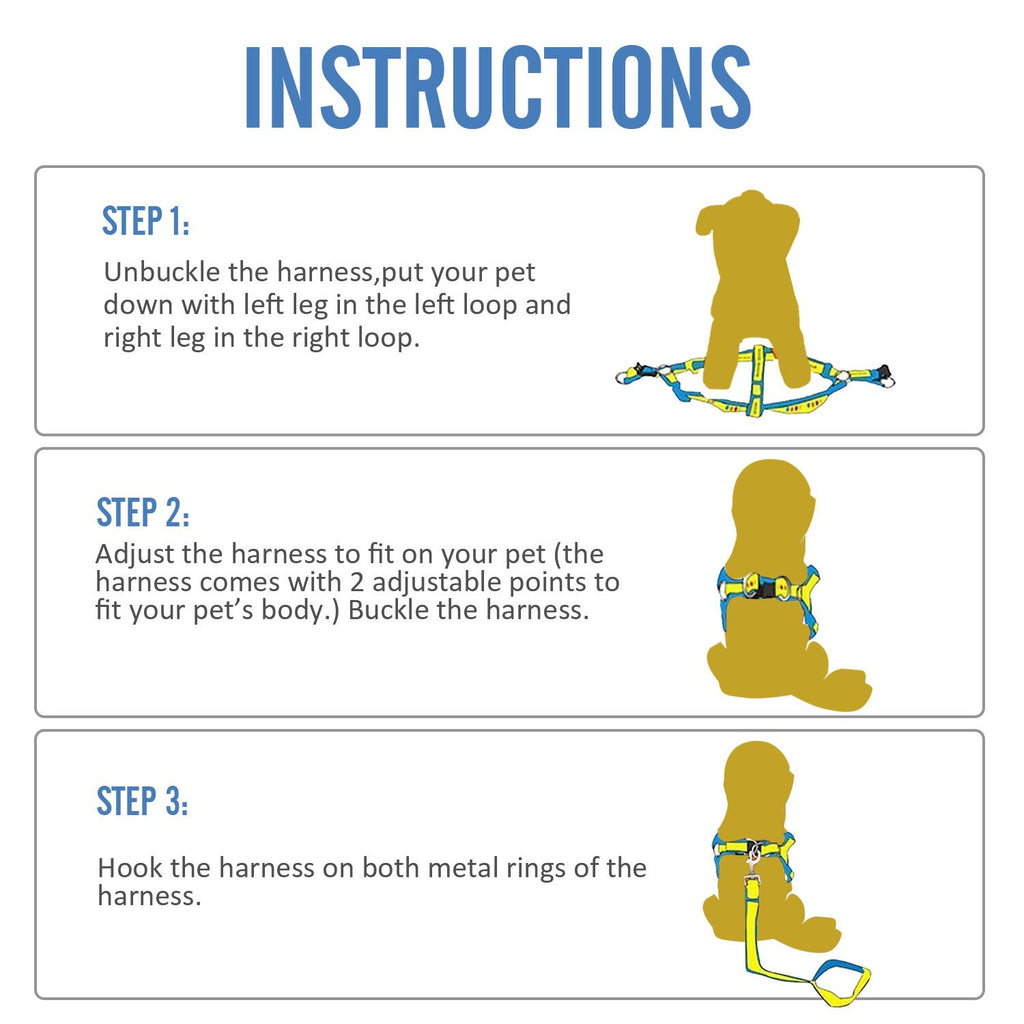 Bark Lover Dog Harness, Leash & Collar Set – Adjustable 3-Piece Walking Set for Small to Large Dogs