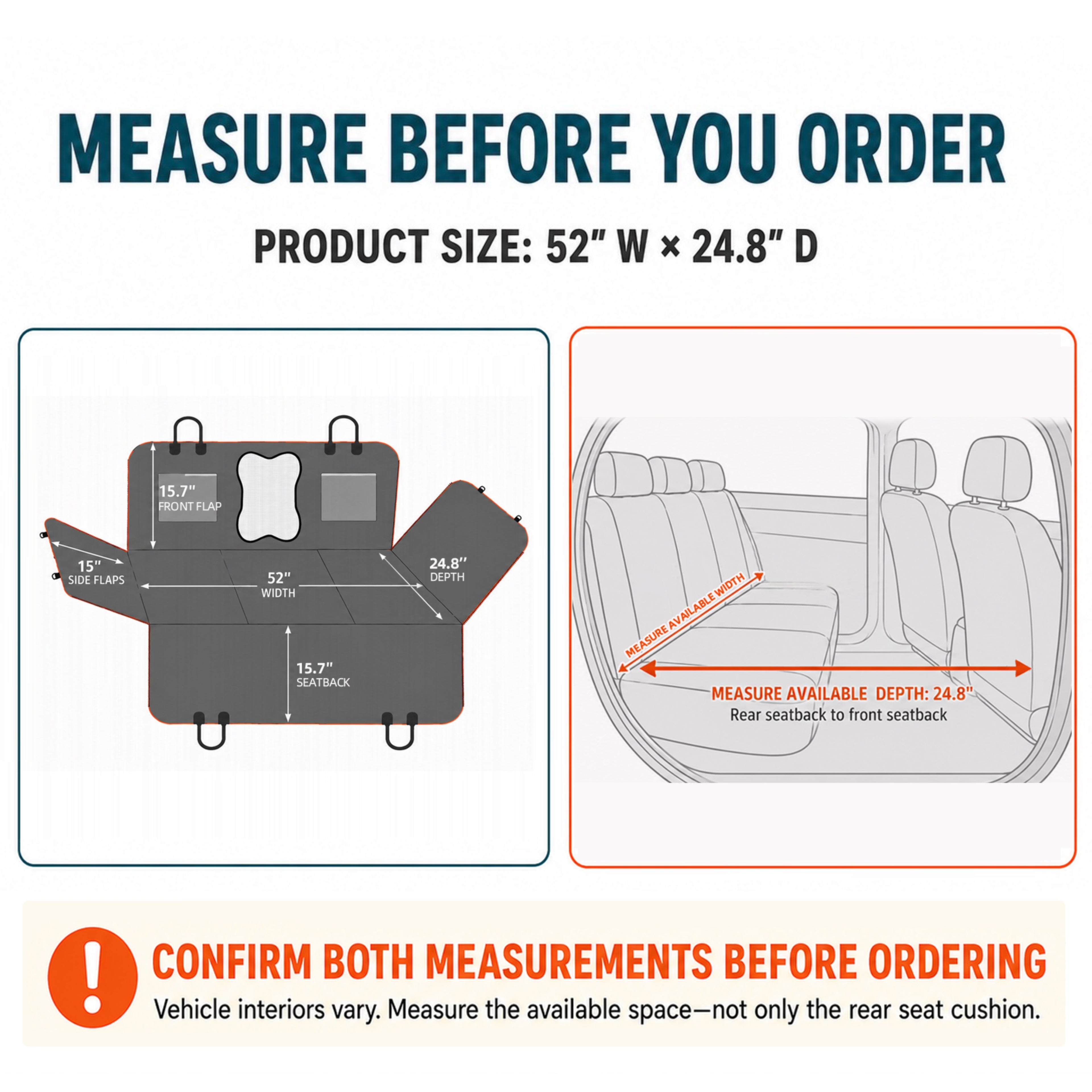 Bark Lover Dog Back Seat Extender – Heavy Duty Car Seat Cover with Hard Bottom