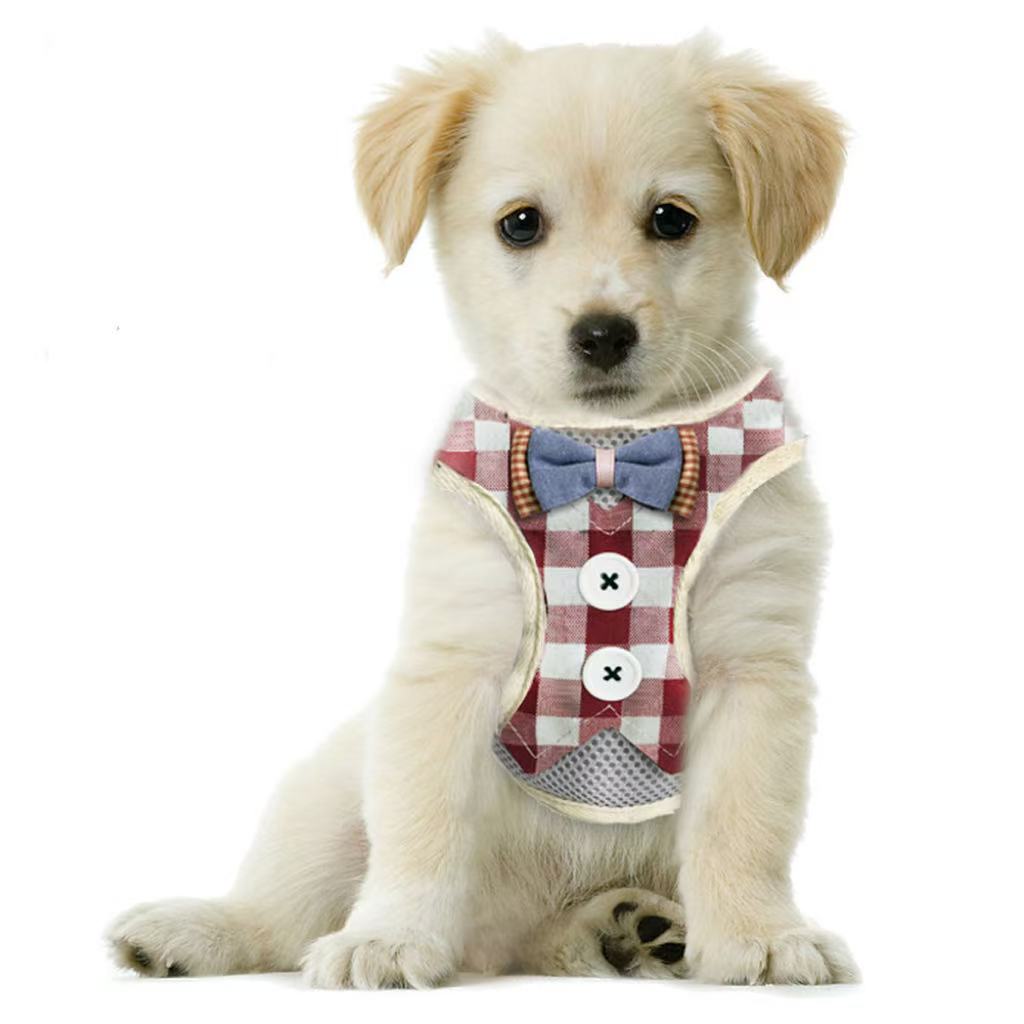 Bark Lover Formal Dog Tuxedo Harness – Plaid Bowtie Vest for Weddings, Parties & Special Occasions